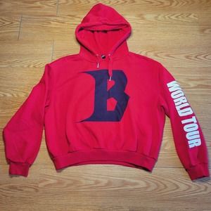 Justin Beiber World Tour Womens Long Sleeve Pullover Hoodie Sweatshirt Sz Large